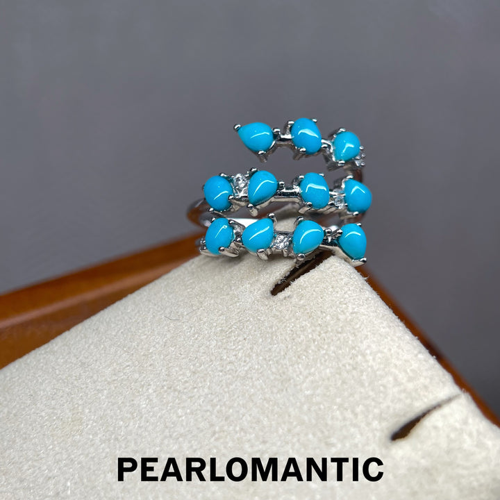 [Designer’s Choice] Turquoise Wave 1.91ct Natural Turquoise Adjustable Open Ring