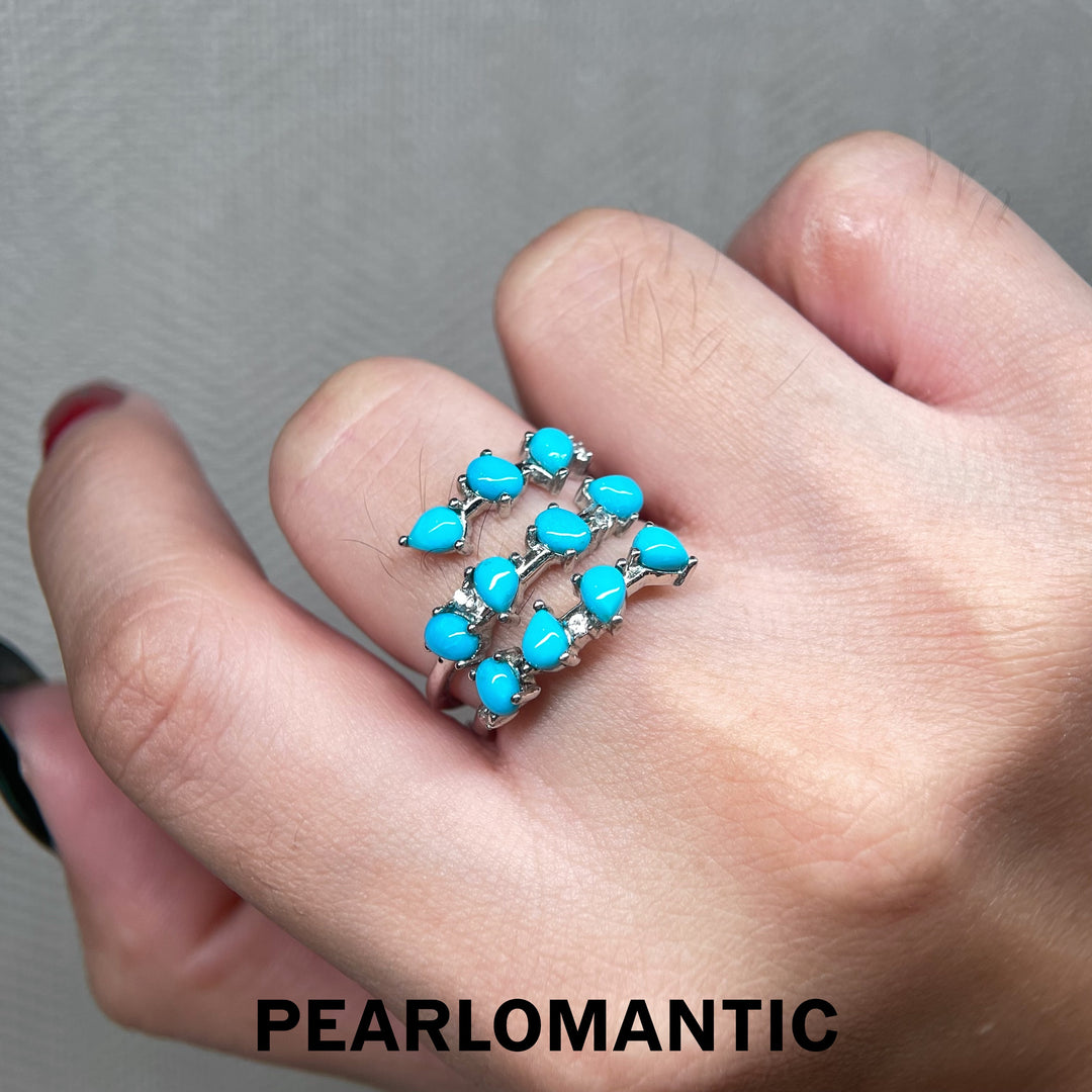 [Designer’s Choice] Turquoise Wave 1.91ct Natural Turquoise Adjustable Open Ring
