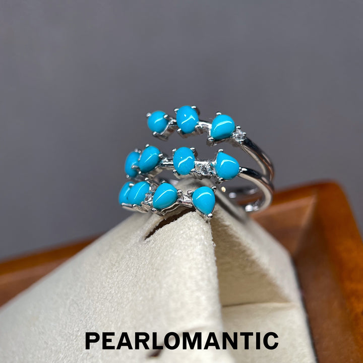 [Designer’s Choice] Turquoise Wave 1.91ct Natural Turquoise Adjustable Open Ring