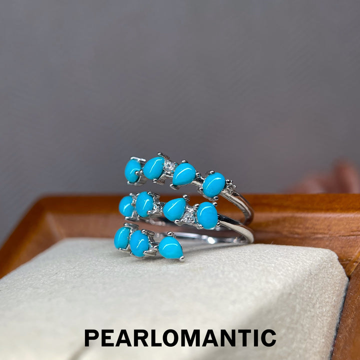 [Designer’s Choice] Turquoise Wave 1.91ct Natural Turquoise Adjustable Open Ring
