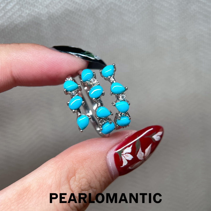 [Designer’s Choice] Turquoise Wave 1.91ct Natural Turquoise Adjustable Open Ring