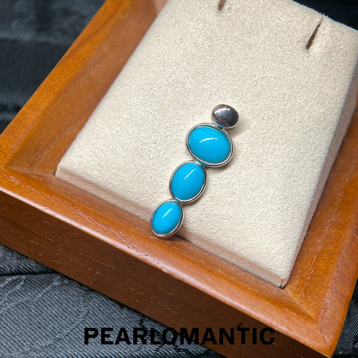 [Designer’s Choice] Blue Pebble Turquoise Three-Stone Pendant in S925 Silver