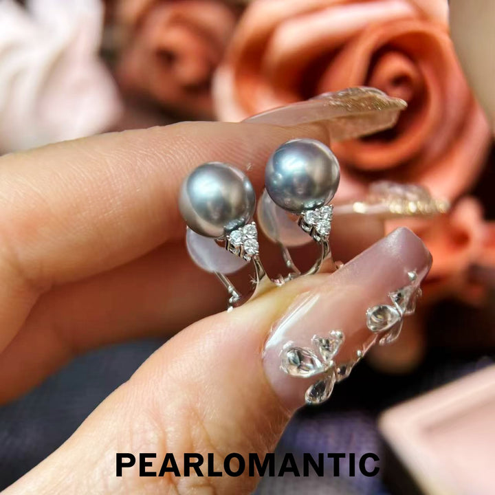 [Designer’s Choice] Platinum Gray Pearl S925 Clip-On Earrings