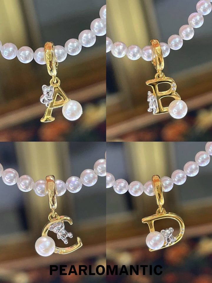 [Everyday Essential] Pearl Initial S925 Gold-Plated Letter Charm Pendant