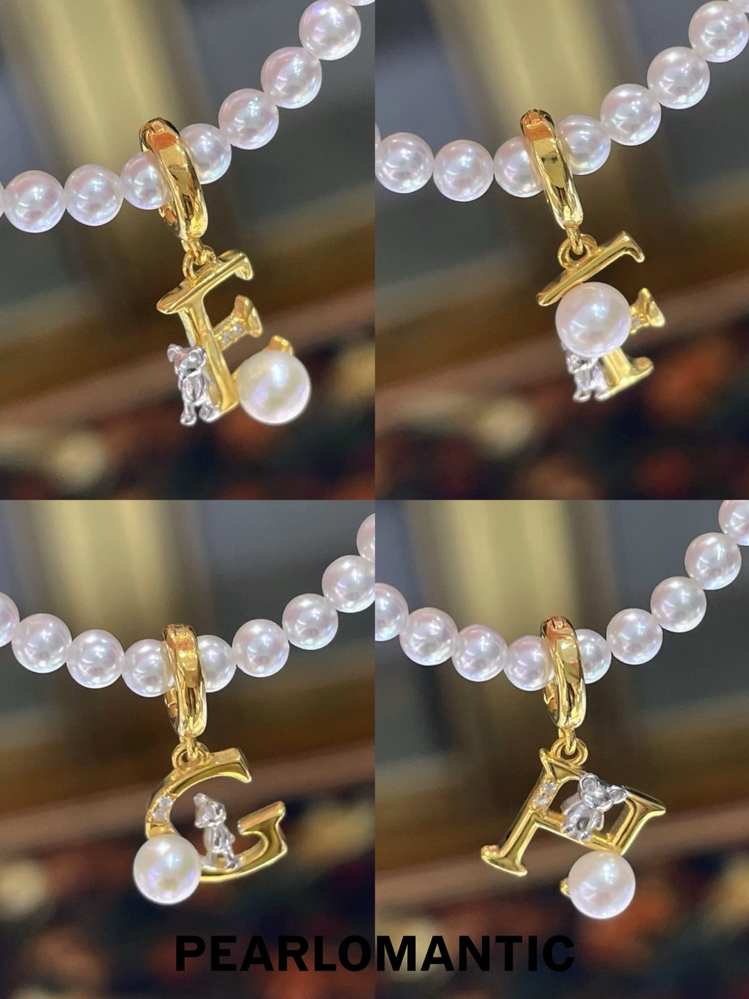 [Everyday Essential] Pearl Initial S925 Gold-Plated Letter Charm Pendant