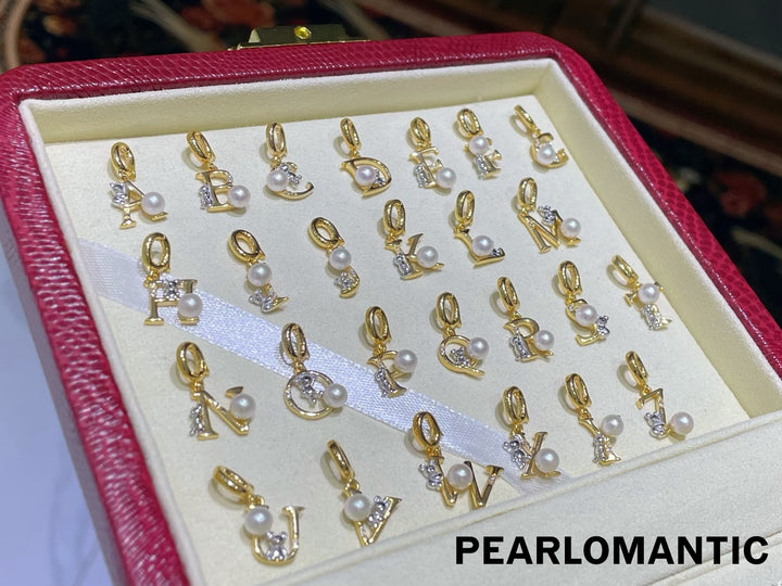 [Everyday Essential] Pearl Initial S925 Gold-Plated Letter Charm Pendant