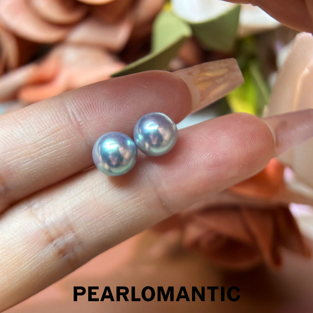 [Fine Jewelry] Mirror Glow Akoya Madama Color Pearl Stud PT900 Earrings 8–9mm