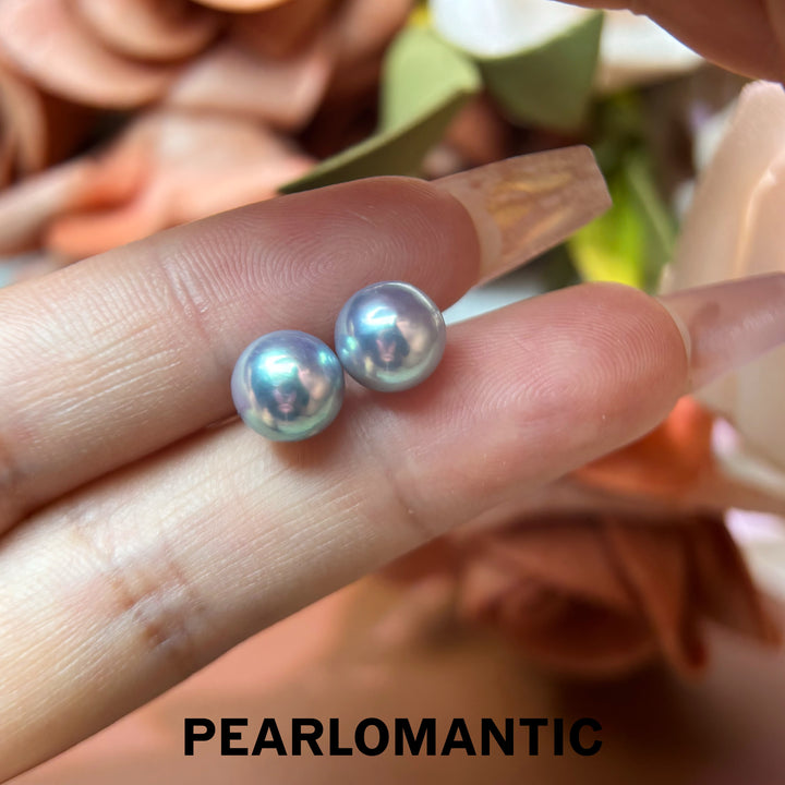 [Fine Jewelry] Mirror Glow Akoya Madama Color Pearl Stud PT900 Earrings 8–9mm
