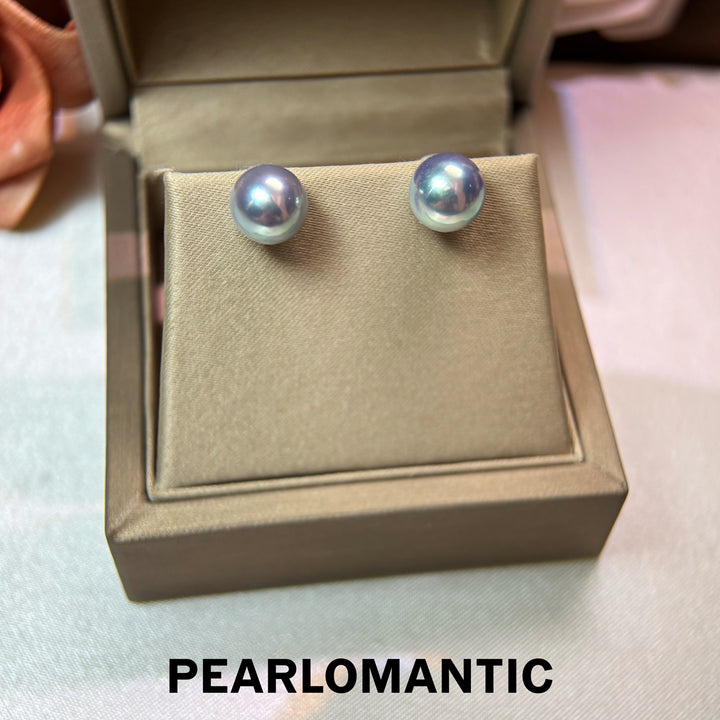 [Fine Jewelry] Mirror Glow Akoya Madama Color Pearl Stud PT900 Earrings 8–9mm