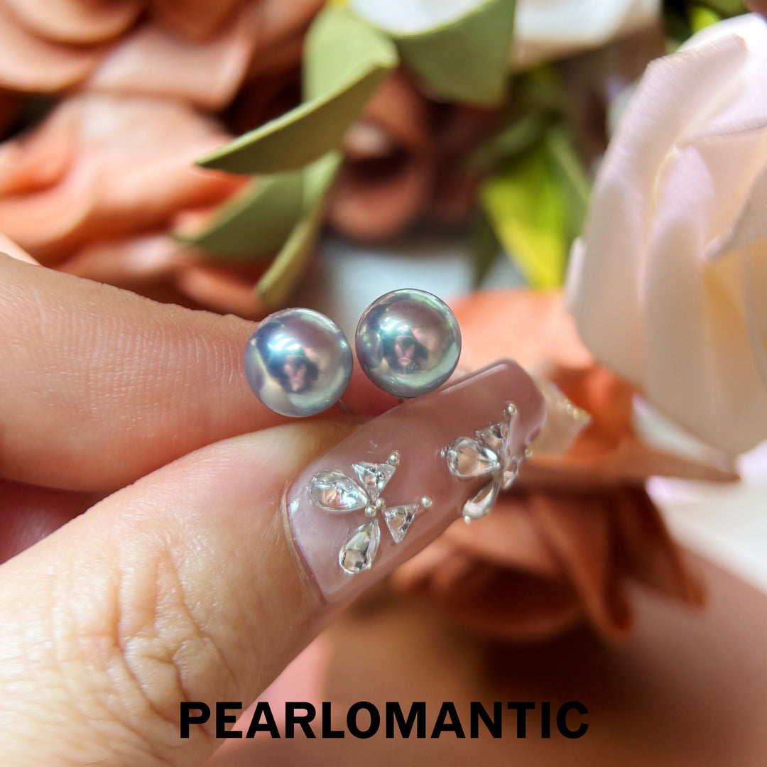 [Fine Jewelry] Mirror Glow Akoya Madama Color Pearl Stud PT900 Earrings 8–9mm