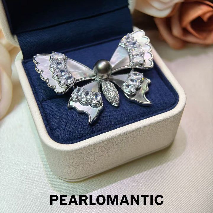 [Designer’s Choice] Midnight Butterfly Tahitian Pearl Black MOP Brooch