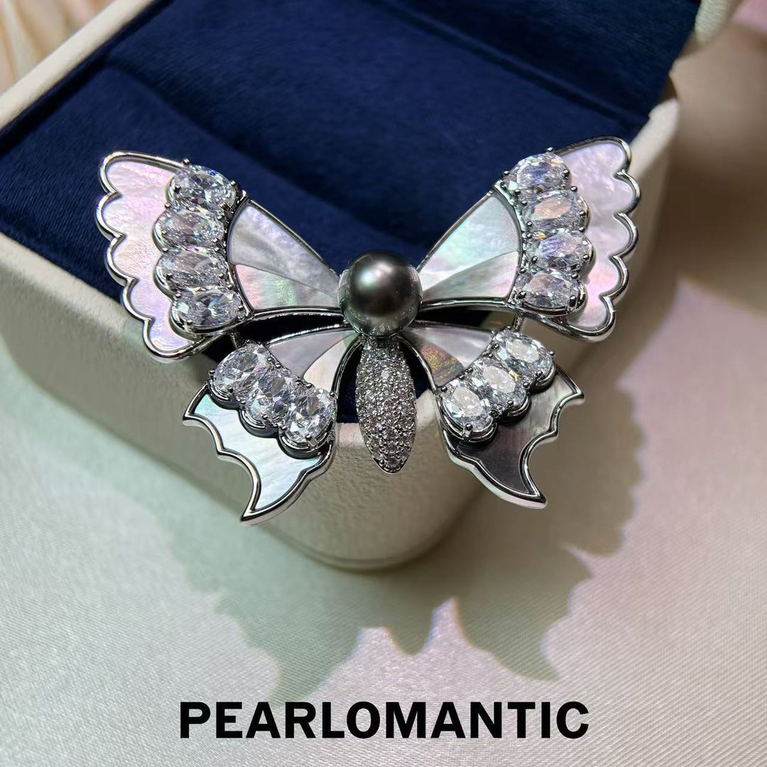 [Designer’s Choice] Midnight Butterfly Tahitian Pearl Black MOP Brooch