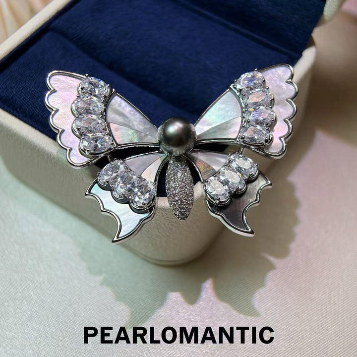 [Designer’s Choice] Midnight Butterfly Tahitian Pearl Black MOP Brooch