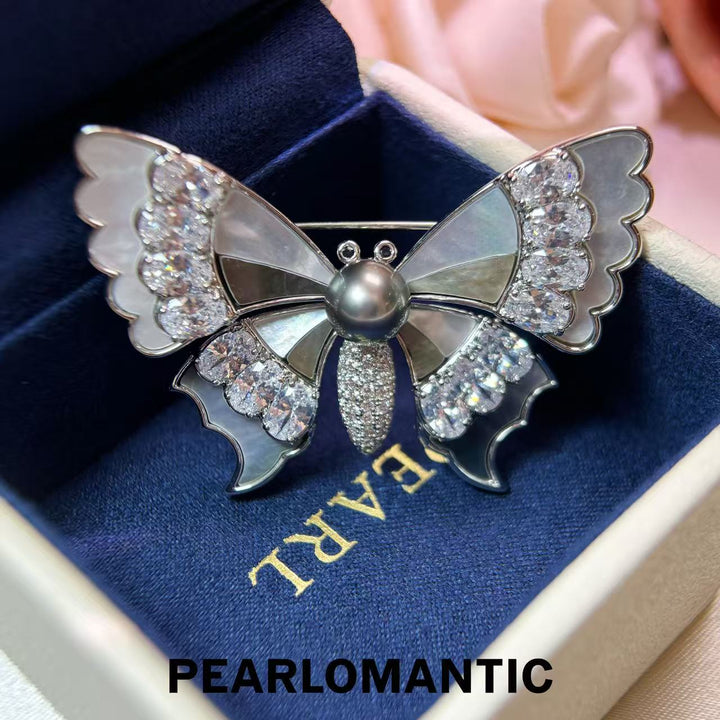 [Designer’s Choice] Midnight Butterfly Tahitian Pearl Black MOP Brooch