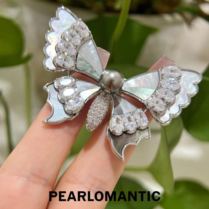 [Designer’s Choice] Midnight Butterfly Tahitian Pearl Black MOP Brooch