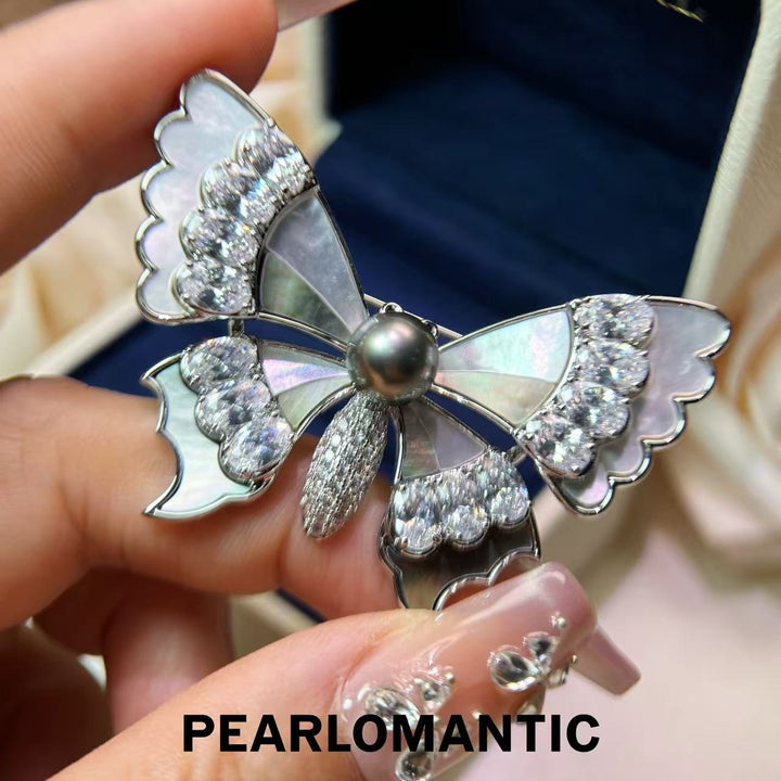 [Designer’s Choice] Midnight Butterfly Tahitian Pearl Black MOP Brooch