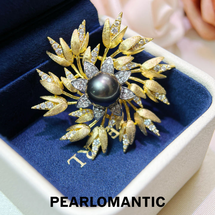 [Designer’s Choice] Tahitian Black 11.8mm Pearl Sunburst Brooch