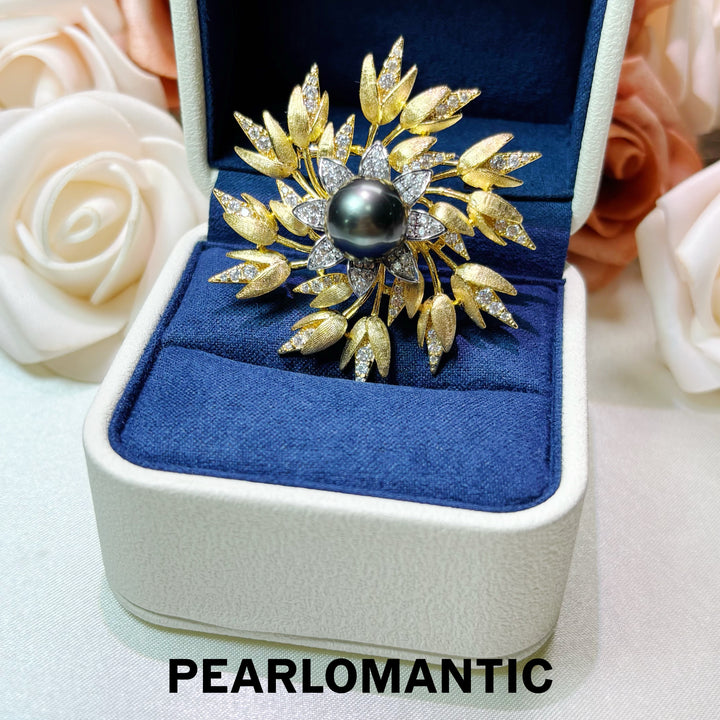 [Designer’s Choice] Tahitian Black 11.8mm Pearl Sunburst Brooch