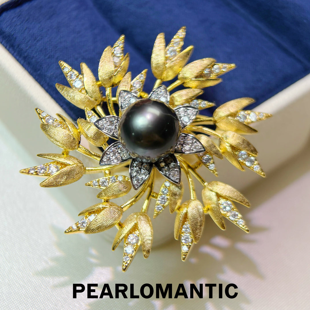 [Designer’s Choice] Tahitian Black 11.8mm Pearl Sunburst Brooch