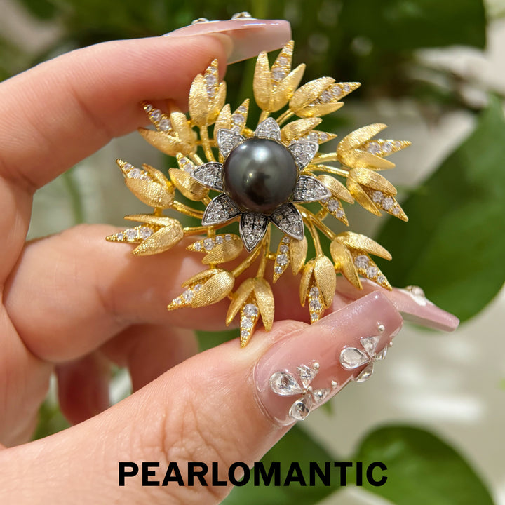 [Designer’s Choice] Tahitian Black 11.8mm Pearl Sunburst Brooch