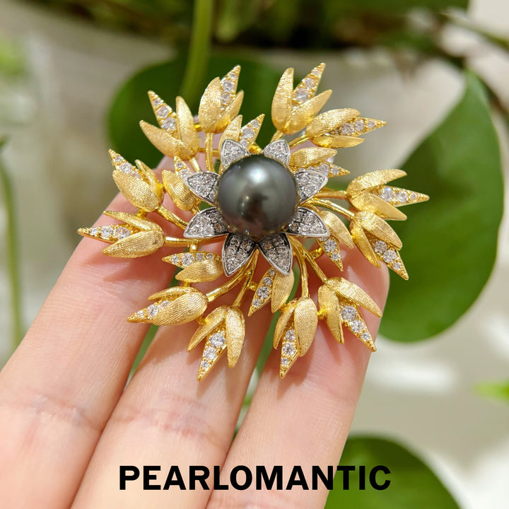 [Designer’s Choice] Tahitian Black 11.8mm Pearl Sunburst Brooch