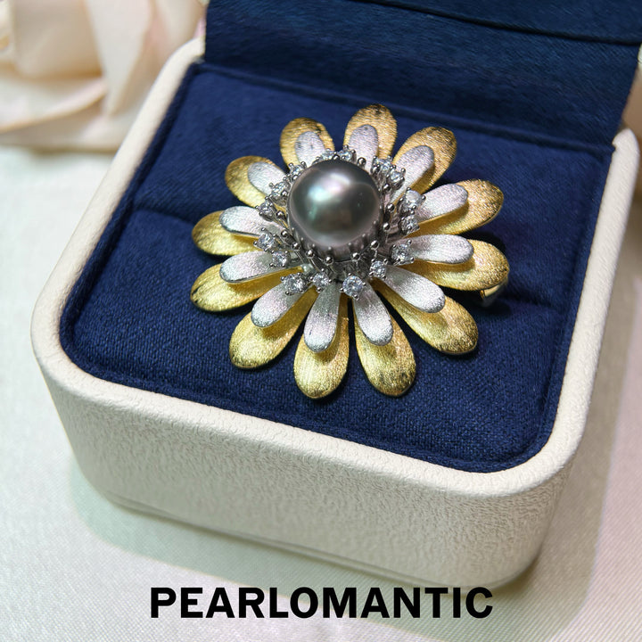 [Designer’s Choice] Sunlit Daisy 4A+ Tahitian Pearl Statement Brooch