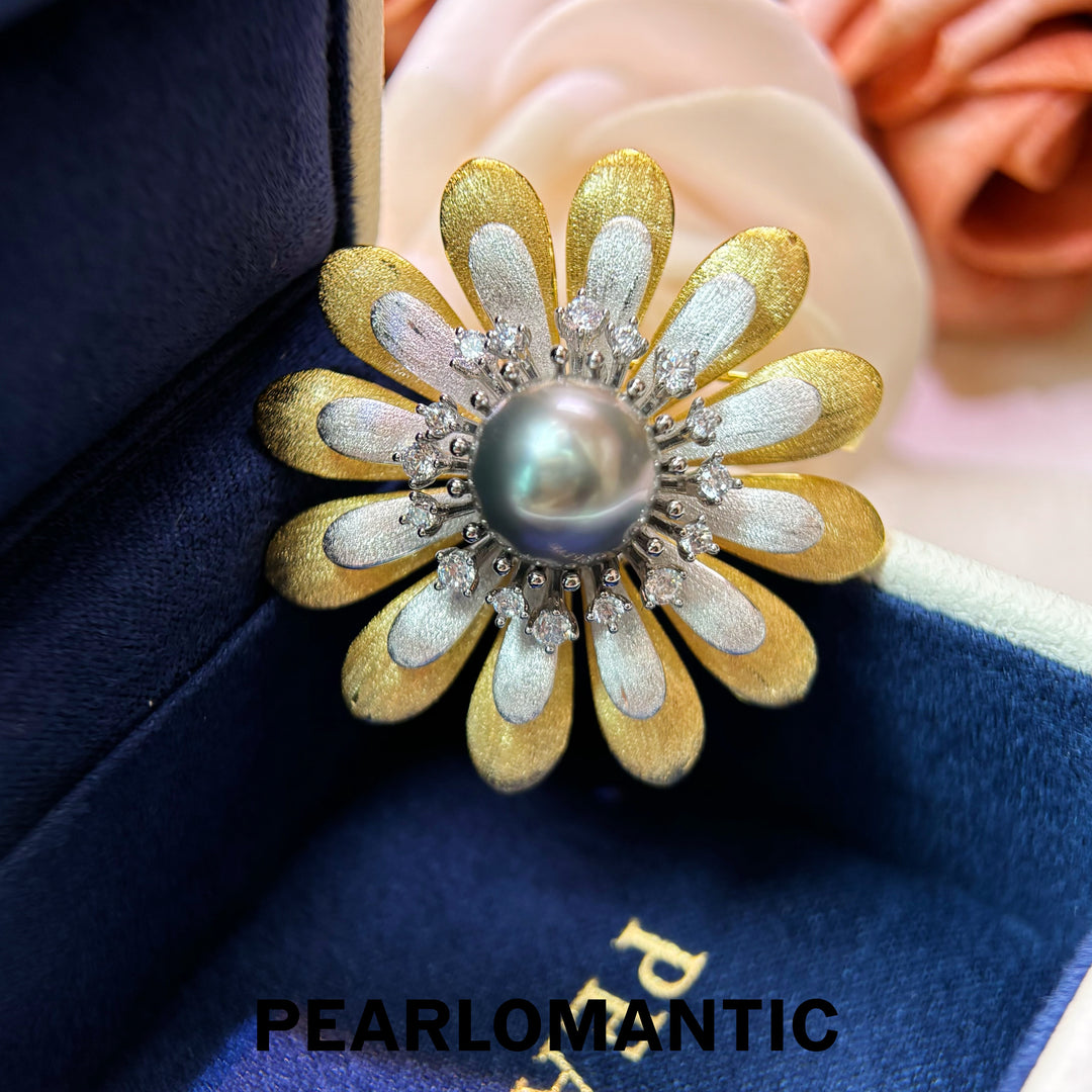 [Designer’s Choice] Sunlit Daisy 4A+ Tahitian Pearl Statement Brooch