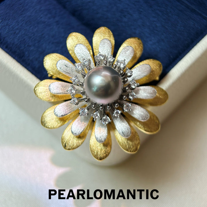 [Designer’s Choice] Sunlit Daisy 4A+ Tahitian Pearl Statement Brooch