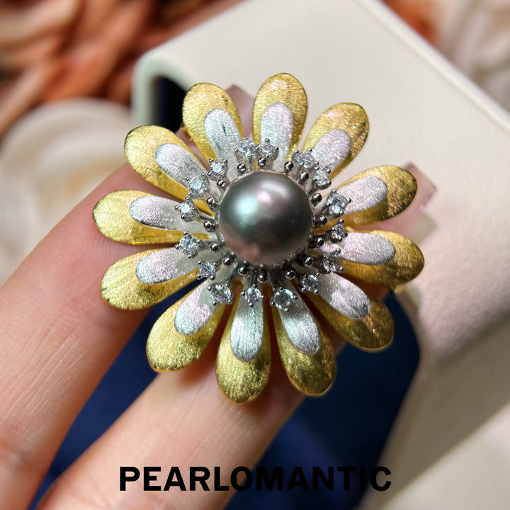[Designer’s Choice] Sunlit Daisy 4A+ Tahitian Pearl Statement Brooch
