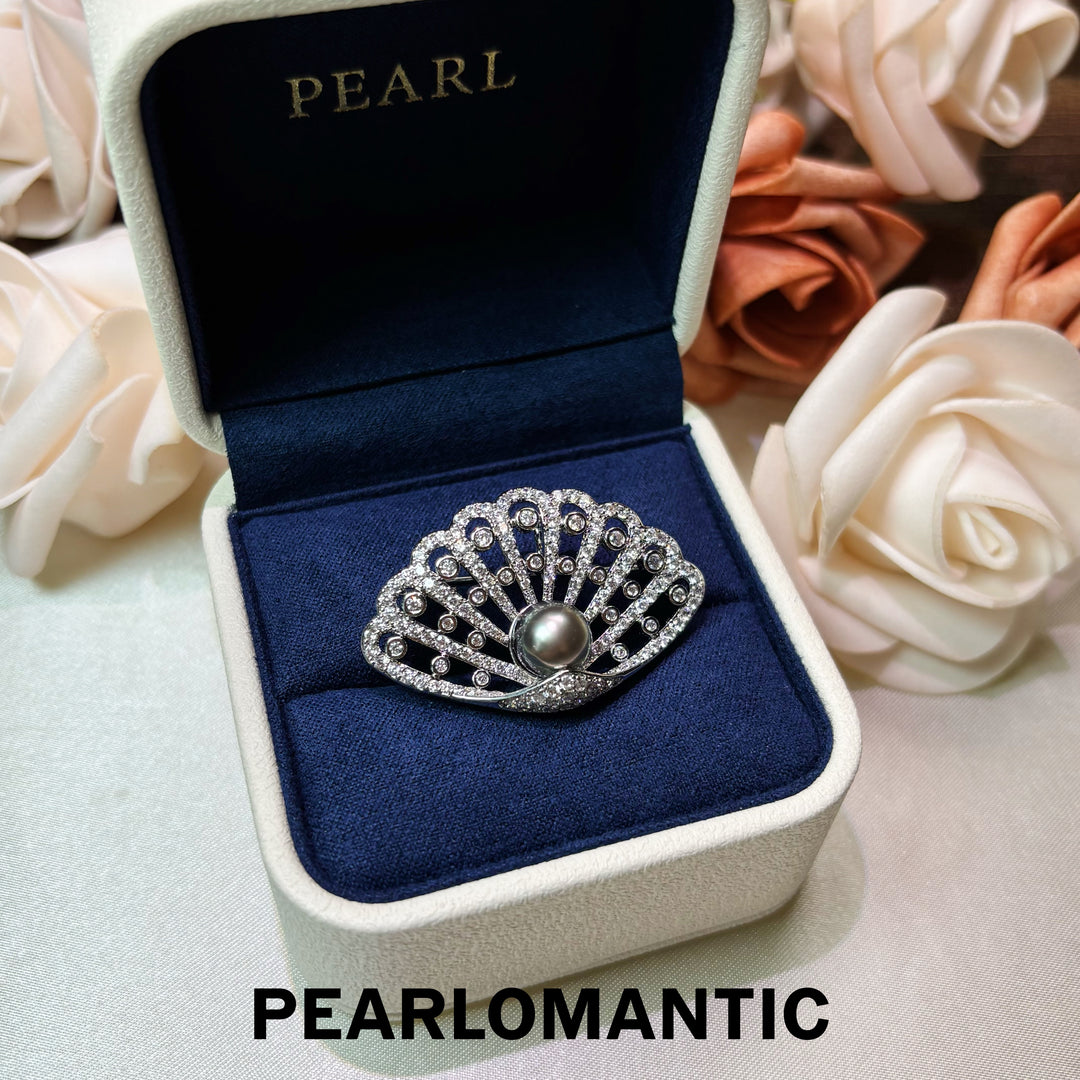 [Designer’s Choice] Moonfan Tahitian Black Pearl Brooch 8–9mm