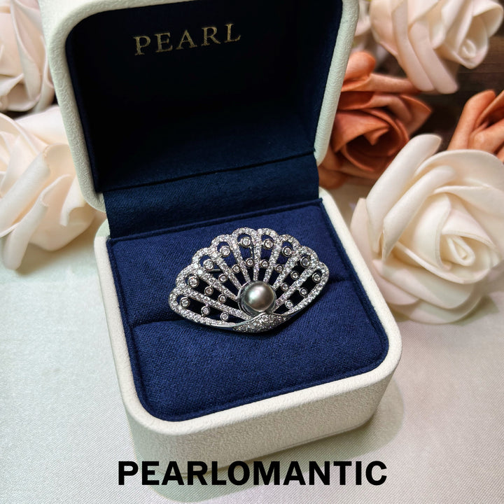 [Designer’s Choice] Moonfan Tahitian Black Pearl Brooch 8–9mm