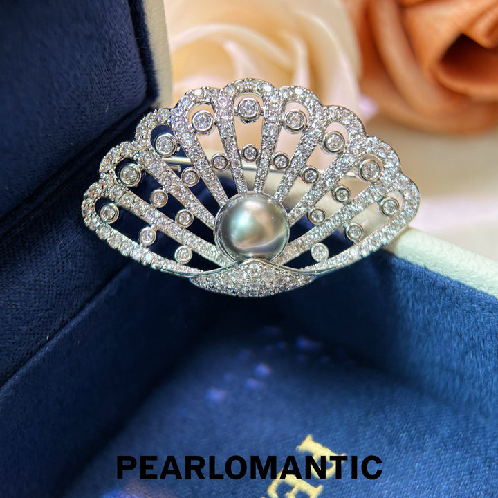 [Designer’s Choice] Moonfan Tahitian Black Pearl Brooch 8–9mm