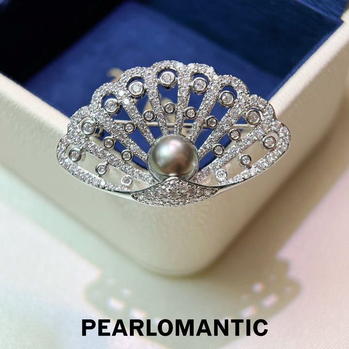[Designer’s Choice] Moonfan Tahitian Black Pearl Brooch 8–9mm
