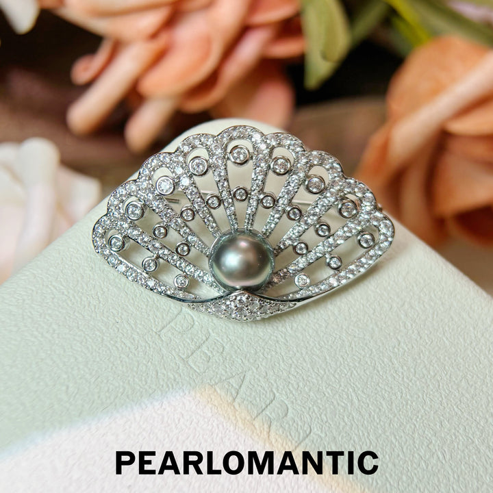 [Designer’s Choice] Moonfan Tahitian Black Pearl Brooch 8–9mm
