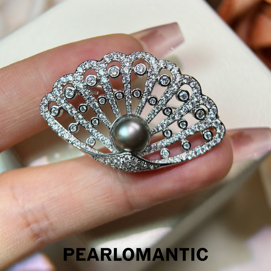 [Designer’s Choice] Moonfan Tahitian Black Pearl Brooch 8–9mm
