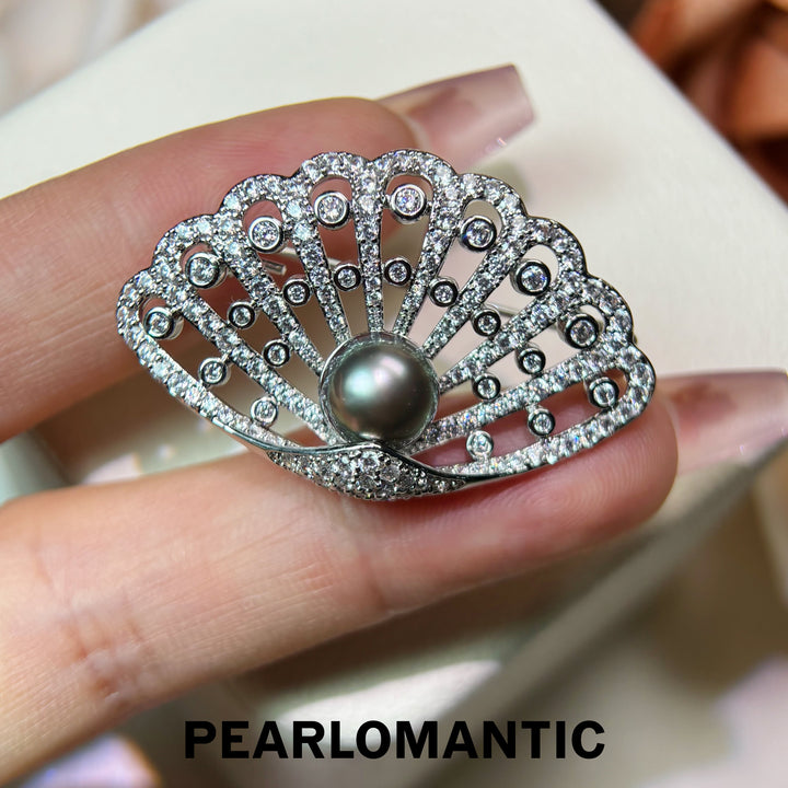 [Designer’s Choice] Moonfan Tahitian Black Pearl Brooch 8–9mm