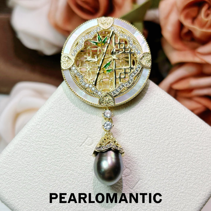 [Designer’s Choice] Oriental Fortune Tahitian Baroque Pearl Convertible Brooch Pendant