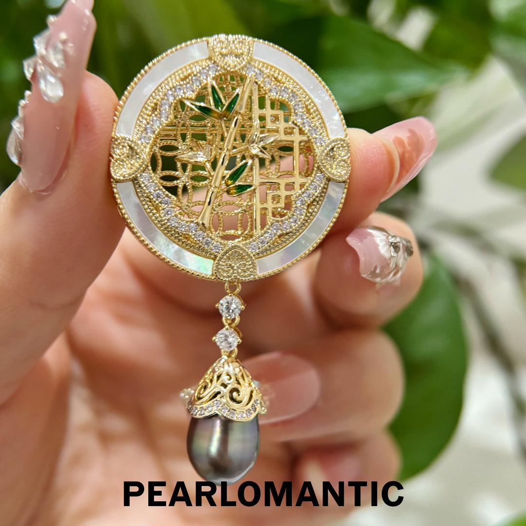 [Designer’s Choice] Oriental Fortune Tahitian Baroque Pearl Convertible Brooch Pendant