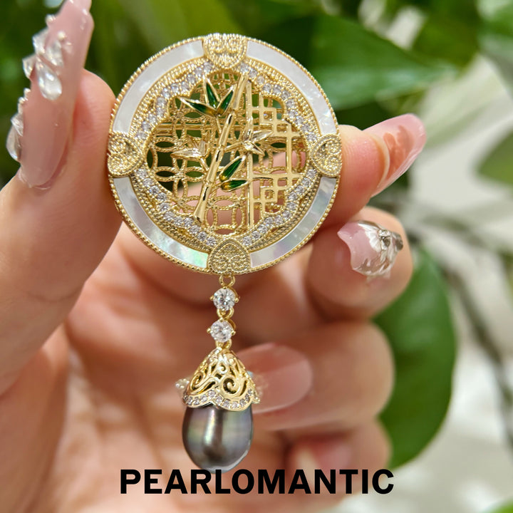 [Designer’s Choice] Oriental Fortune Tahitian Baroque Pearl Convertible Brooch Pendant