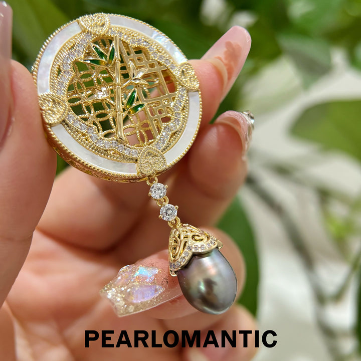 [Designer’s Choice] Oriental Fortune Tahitian Baroque Pearl Convertible Brooch Pendant