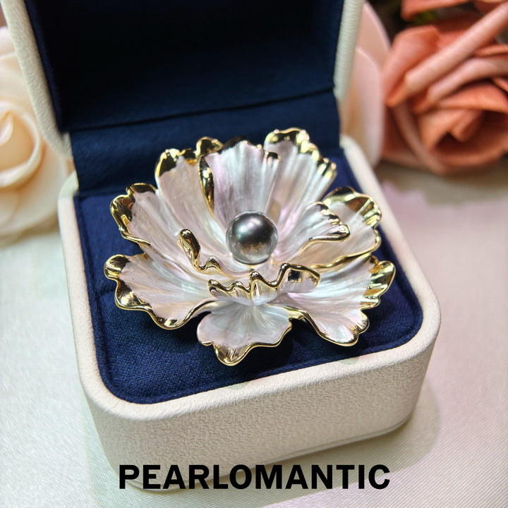 [Designer’s Choice] Moon Bloom 8–9mm 4A+ Tahitian Black Pearl Floral Brooch