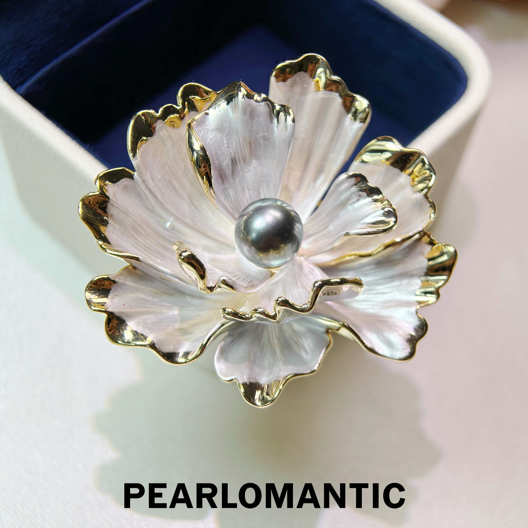 [Designer’s Choice] Moon Bloom 8–9mm 4A+ Tahitian Black Pearl Floral Brooch