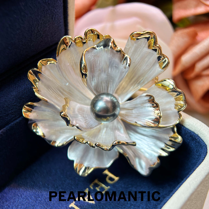 [Designer’s Choice] Moon Bloom 8–9mm 4A+ Tahitian Black Pearl Floral Brooch