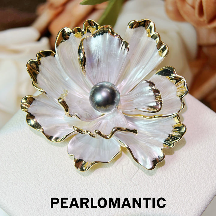 [Designer’s Choice] Moon Bloom 8–9mm 4A+ Tahitian Black Pearl Floral Brooch