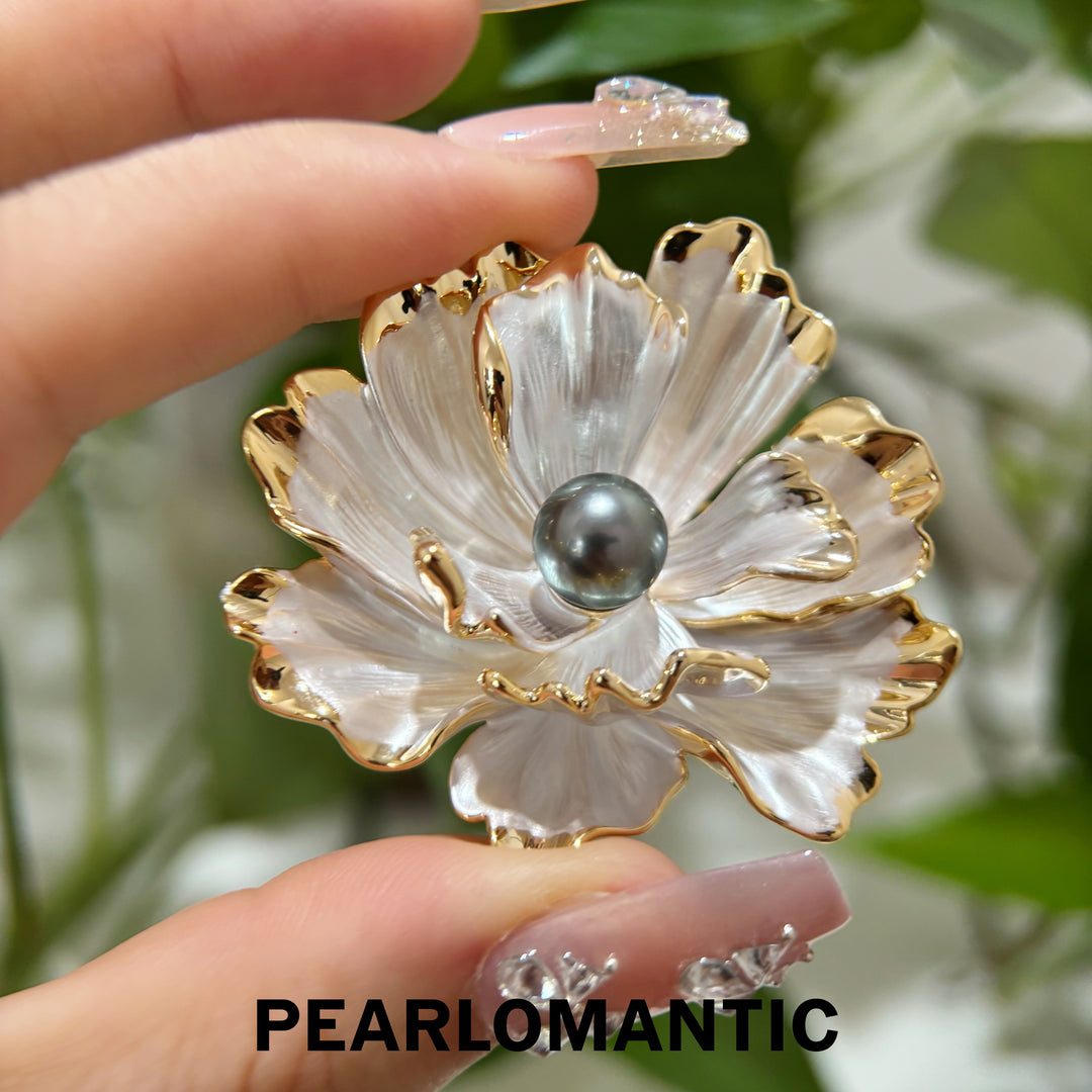 [Designer’s Choice] Moon Bloom 8–9mm 4A+ Tahitian Black Pearl Floral Brooch