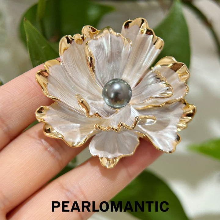 [Designer’s Choice] Moon Bloom 8–9mm 4A+ Tahitian Black Pearl Floral Brooch