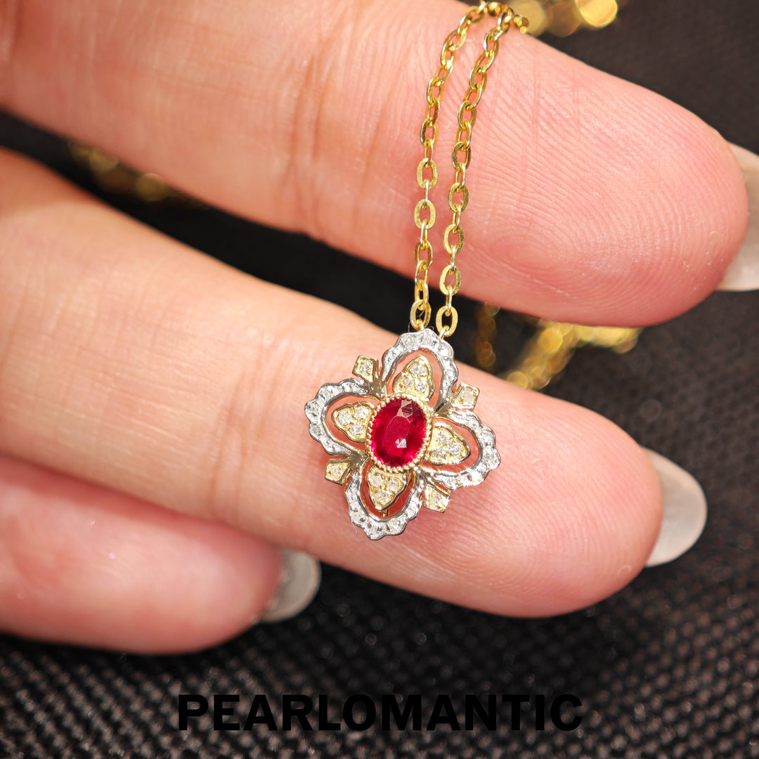 [Group-Buying] Royal Bloom Ruby &amp; Natural Diamond 18K Gold Pendant Necklace