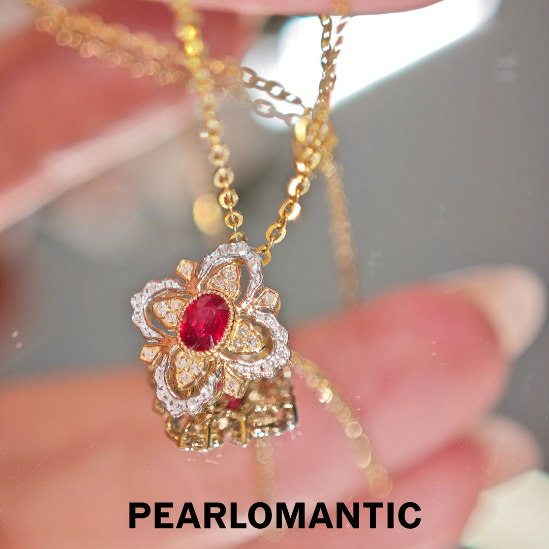 [Group-Buying] Royal Bloom Ruby &amp; Natural Diamond 18K Gold Pendant Necklace