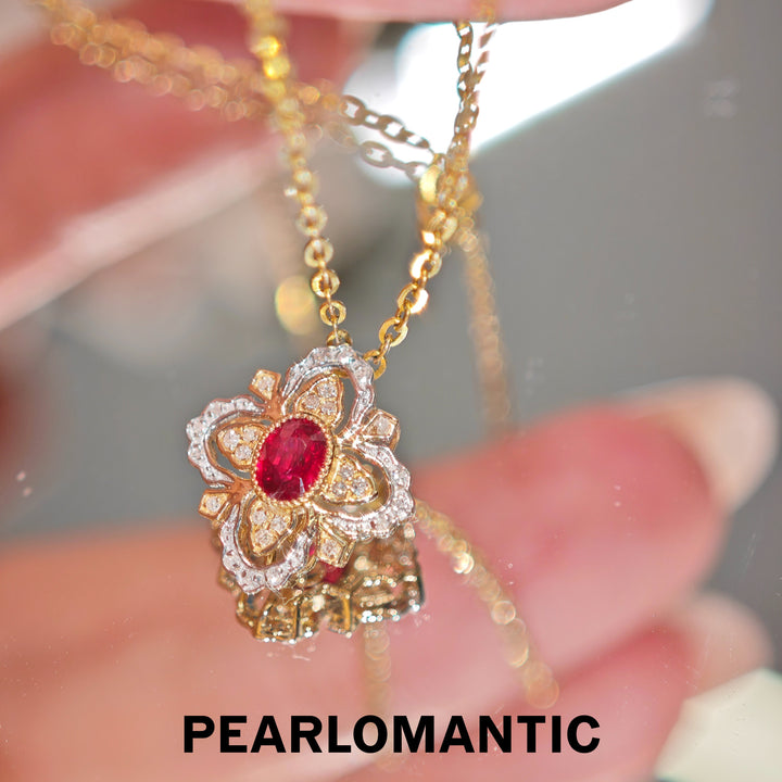 [Group-Buying] Royal Bloom Ruby &amp; Natural Diamond 18K Gold Pendant Necklace
