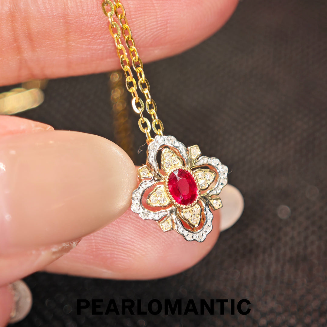 [Group-Buying] Royal Bloom Ruby &amp; Natural Diamond 18K Gold Pendant Necklace
